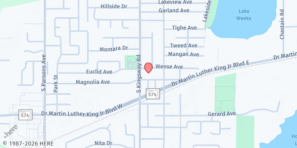 Map showing First UMC Seffner at 1310 South Kingsway Road, Seffner, FL