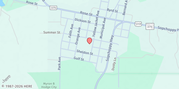 Map showing Mobile Distribution @ Sopchoppy Congregational Holiness Church at 164 Yellow Jacket Road, Sopchoppy, FL