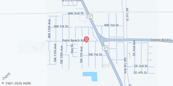 Map showing The Jack Brewer Foundation at 625 Palm Beach Road, South Bay, FL