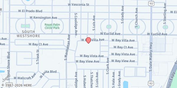 Map showing EARLY CHILDHOOD COUNCIL - South Tampa at 4210 West Bay Villa Avenue, South Tampa, FL