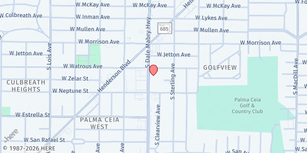 Map showing SINCERA, INC - South Tampa at 1220 South Dale Mabry Highway, South Tampa, FL