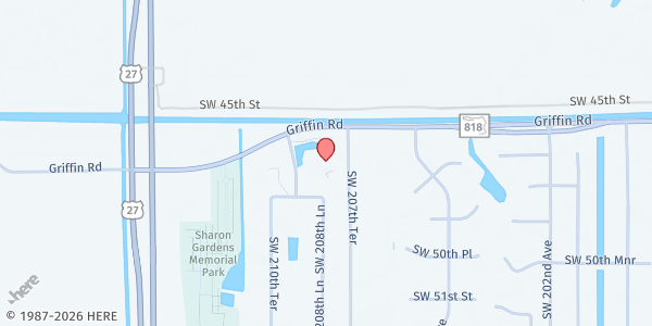 Map showing Segadores De Vida at 20850 Griffin Rd., Southwest Ranches, FL