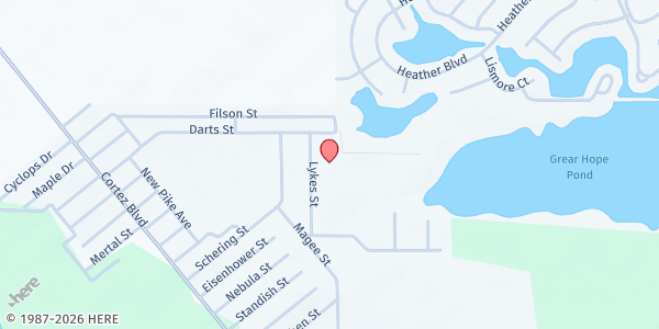 Map showing Christ the King Full Gospel Worship at 7138 Lykes Street, Spring Hill, FL