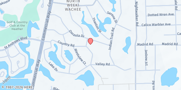 Map showing Christian Church in the Wildwood at 10051 Country Rd., Spring Hill, FL