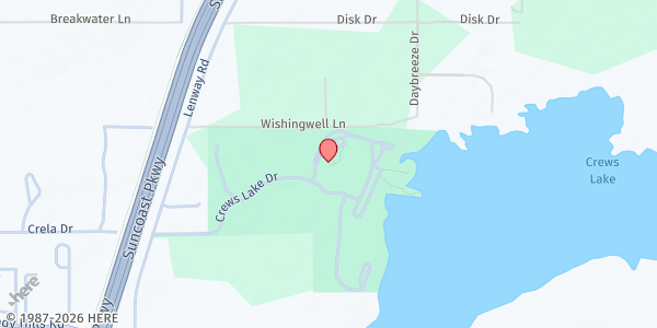 Map showing Crews Lake Wilderness Park at 16739 Crews Lake Drive, Spring Hill, FL