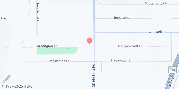 Map showing Shady Hills Mission Chapel at 15925 Greenglen Ln., Spring Hill, FL