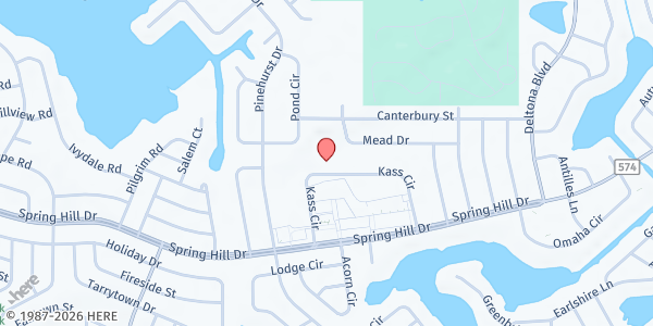 Map showing SVDP Spring Hill Food Pantry at 1291 Kass Cir., Spring Hill, FL