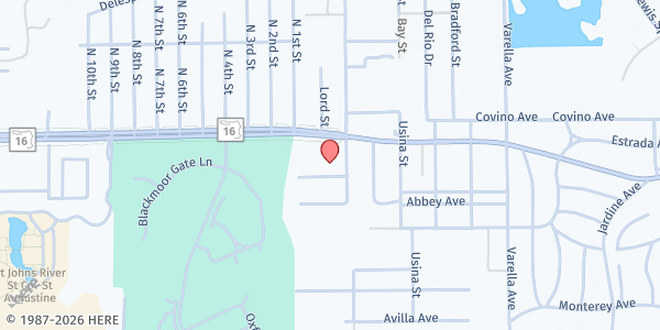 Map showing CATHOLIC CHARITIES ST. AUGUSTINE REGIONAL OFFICE at 525 SR 16, St. Augustine, FL