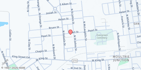 Map showing LASMarketplace Ministries at 833 Pearl Street, St Augustine, FL