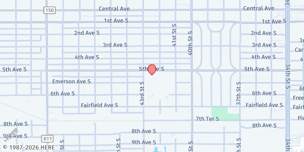 Map showing 5th Avenue Church of Christ at 4200 5th Avenue South, St. Petersburg, FL