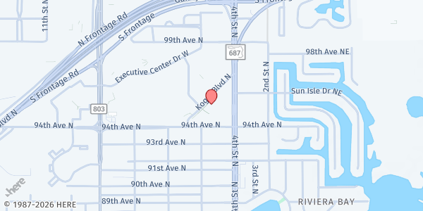 Map showing Area Agency on Aging of Pinellas and Pasco County - St. Petersburg Office at 9549 Koger Boulevard North, St. Petersburg, FL