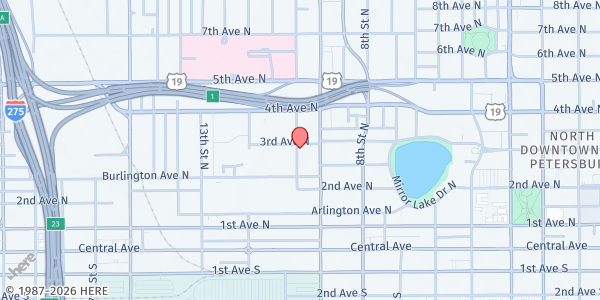 Map showing Bethel AME Human Services at 912 3rd Avenue North, St. Petersburg, FL