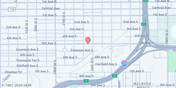 Map showing Church of Jesus Christ at 2431 5th Ave N, St. Petersburg, FL