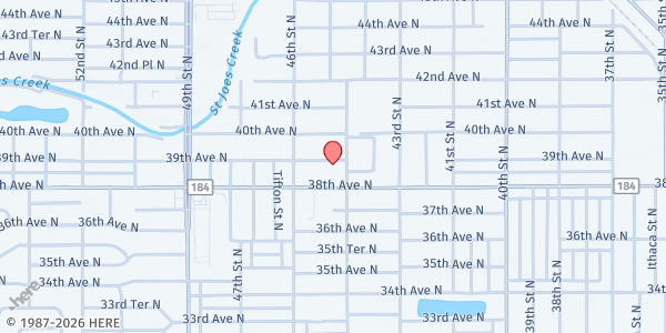 Map showing Clearview United Methodist Church at 4515 38th Ave. N., St. Petersburg, FL