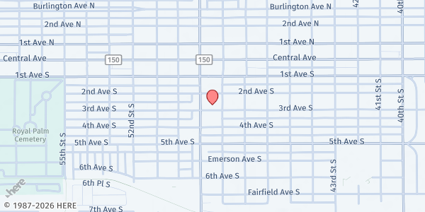 Map showing ELIM SDA CHURCH at 4824 2nd Ave. S., St. Petersburg, FL