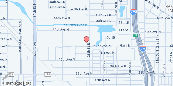 Map showing Feathersound Church St. Pete at 4224 28th Street North, St. Petersburg, FL