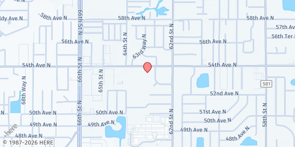 Map showing Feeding Pinellas Food Pantry at 6330 54th Avenue North, St. Petersburg, FL
