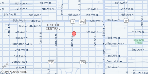 Map showing Grace & Mercy at 301 38th Street North, St Petersburg, FL
