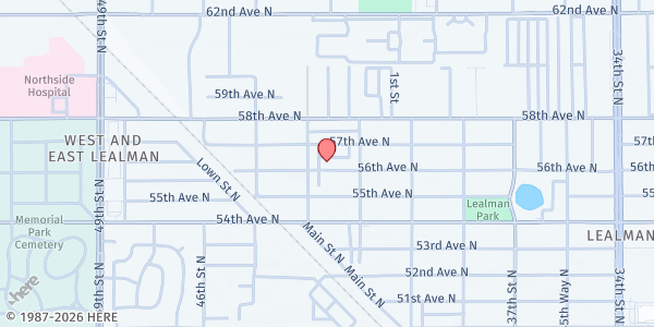 Map showing Lealman Asian Neighborhood Family Center #1 at 4255 56th Avenue North, St. Petersburg, FL