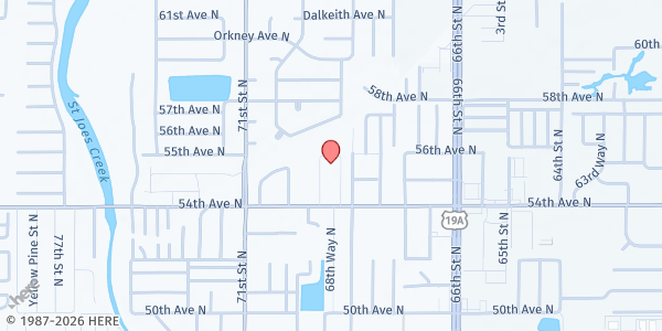 Map showing PAL Landings at Cross Bayou at 6835 54th Avenue North, St. Petersburg, FL