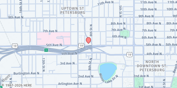 Map showing People That Love Church and Mission at 817 5th Ave. N., St. Petersburg, FL