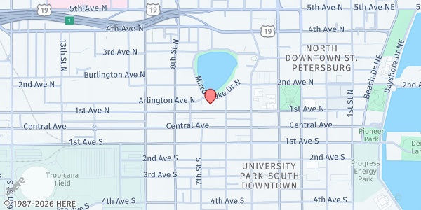 Map showing Pinellas County Human Services - Metropolitan Ministries at 647 1st Avenue North, St. Petersburg, FL