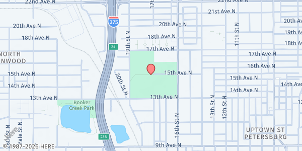 Map showing Police Athletic League of St. Petersburg - BreakSpot Meals at 1450 16th Street North, St. Petersburg, FL