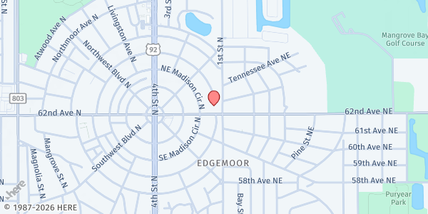 Map showing Riviera UMC at 175 62nd Avenue North, St. Petersburg, FL