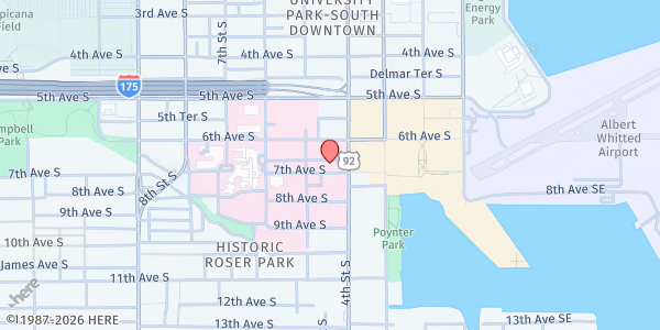 Map showing Ronald McDonald House at 401 7th Ave South, St Petersburg, FL
