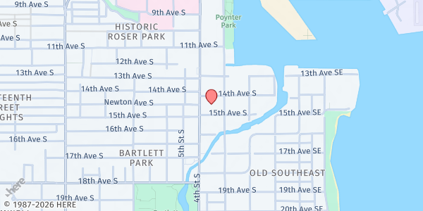 Map showing Salvation Army Emergency Shelter - St. Petersburg at 1400 4th Street South, St. Petersburg, FL