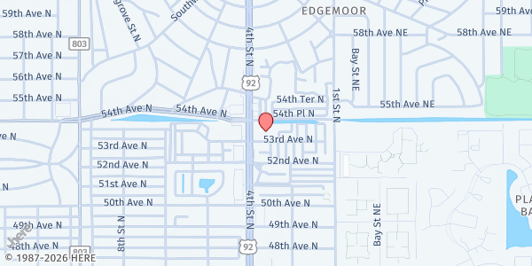 Map showing Salvation Army Family Services - St. Petersburg at 5321 4th Street North, St. Petersburg, FL