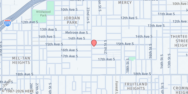 Map showing St. Pete Free Clinic - Drive Thru - Deuces at 2198 15th Avenue South, St. Petersburg, FL