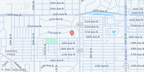 Map showing St. Pete Vineyard at 5000 10th Street North, St. Petersburg, FL