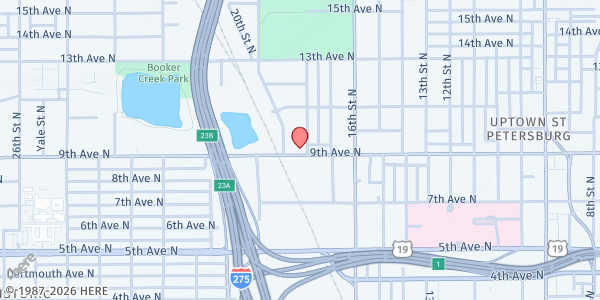 Map showing Suncoast Haven of Rest at 1763 9th Ave. N., St. Petersburg, FL