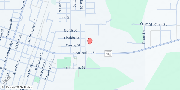 Map showing STARK CHURCH OF GOD BY FAITH at 730 Old Lawtey Rd., Starke, FL