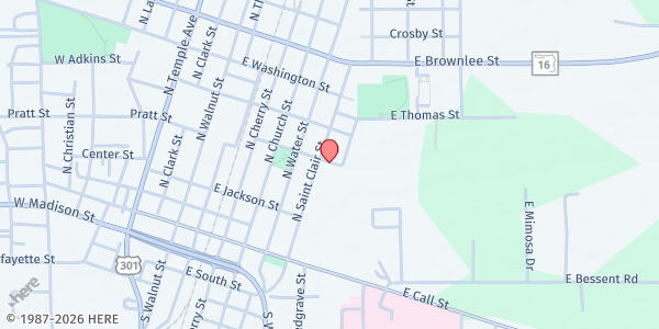 Map showing True Vine Ministry at 422 N. St. Clair Street, Starke, FL