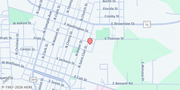 Map showing True Vine Ministry at 422 St Clair St., Starke, FL