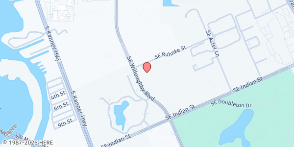 Map showing Florida Community Health Centers, Inc. - Stuart at 3441 SE Willoughby Blvd, Stuart, FL