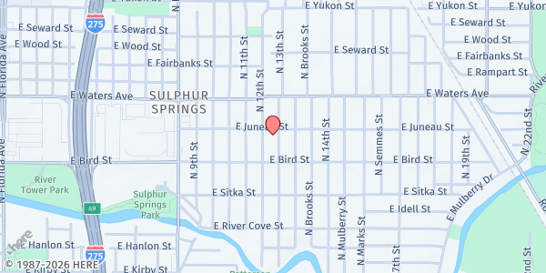 Map showing New Life Church of God Inc. - Sulphur Springs at 8216 North 13th Street, Sulphur Springs, FL