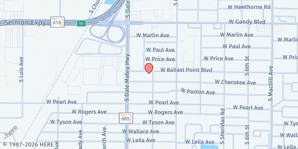 Map showing Country Side Cares South Tampa at 3600 West Ballast Point Boulevard, Sun Bay South, FL