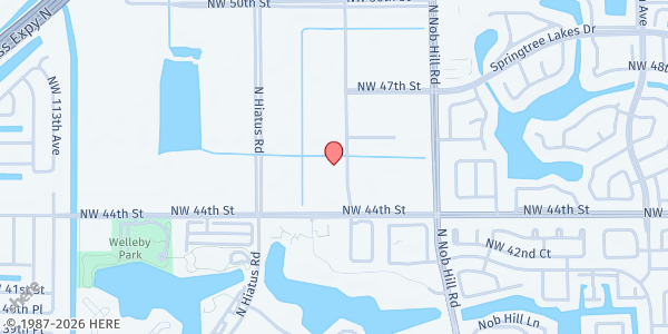 Map showing Jubilee of Praise at 4505 NW 103rd Ave, Sunrise, FL