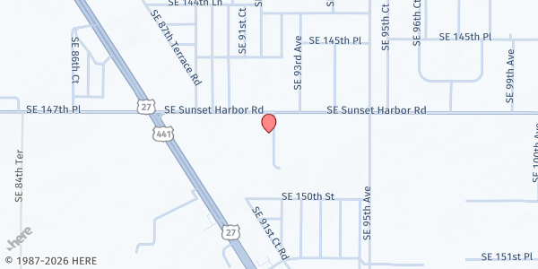 Map showing Sunset Harbor Baptist Church Food Pantry at 9200 S E Sunset Harbor Rd, Sunset Harbor, FL