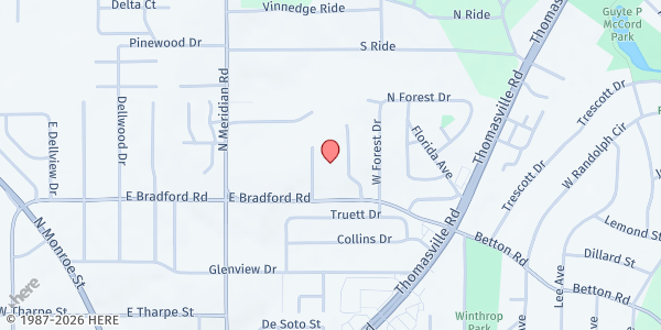 Map showing Good News Outreach & ECHO, Inc. at 548 E. Bradford Rd., Tallahassee, FL