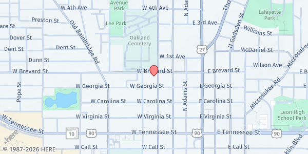 Map showing Grace Mission Episcopal Church at 303 W. Brevard St., Tallahassee, FL