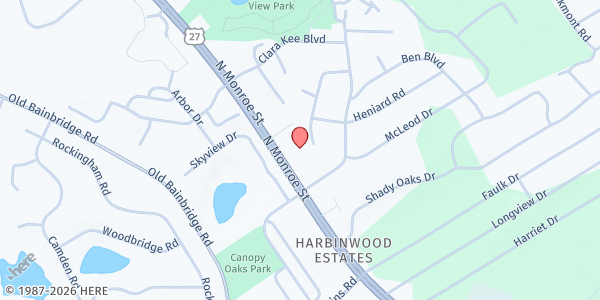 Map showing Lake Jackson UMC at 4423 N. Monroe Street, Tallahassee, FL