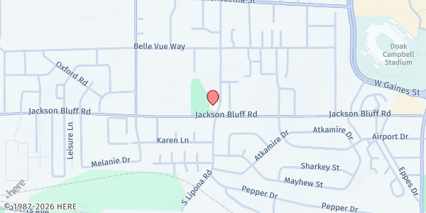 Map showing Palmer Munroe Teen Center at 1900 Jackson Bluff Road, Tallahassee, FL