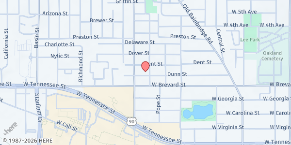 Map showing Philadelphia Foundation For Community Change at 840 Dunn St., Tallahassee, FL
