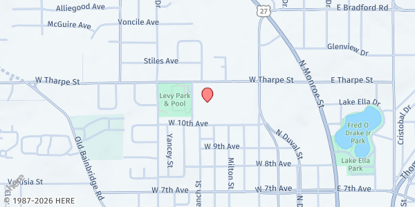 Map showing Ruediger Elementary School at 526 W 10th Ave, Tallahassee, FL