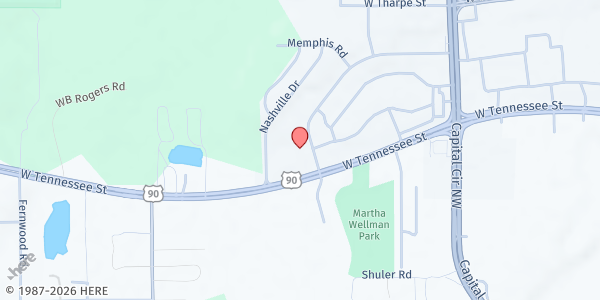 Map showing Whispering Pines Soul Saving Ministry at 5096 Tennessee Capital Blvd., Tallahassee, FL