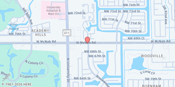 Map showing Kingdom Concept Ministries at 100094 W McNab Rd, Tamarac, FL